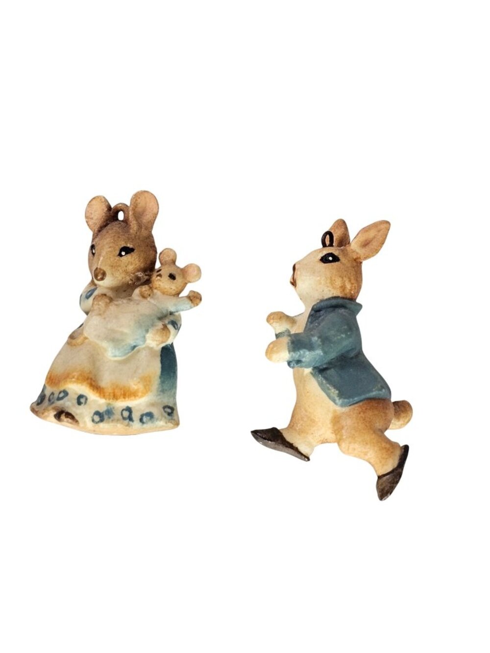 F Warne Beatrix Potter Peter Rabbit Hunca Munca Ornaments 1981 Miniatures Italy